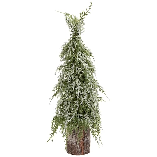 Northlight 18" Unlit Iced Cedar Artificial Mini Christmas Tree in Green | Michaels®